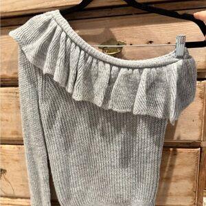 Rebecca Taylor Heather Gray One Shoulder Sweater